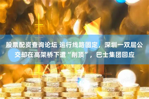 股票配资查询论坛 运行线路固定，深圳一双层公交却在高架桥下遭“削顶”，巴士集团回应